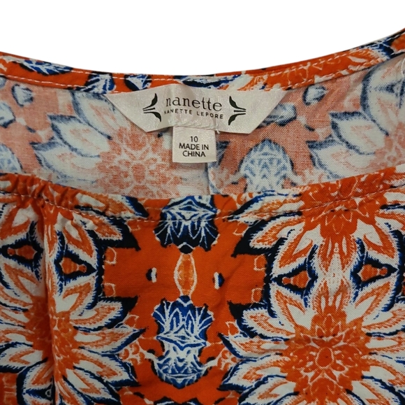 Women's Anthropologie Nanette Lepore Boho Orange & Blue Midi Sundress 10 - Picture 6 of 9